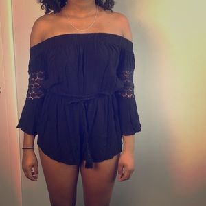 Black Off the Shoulder Romper